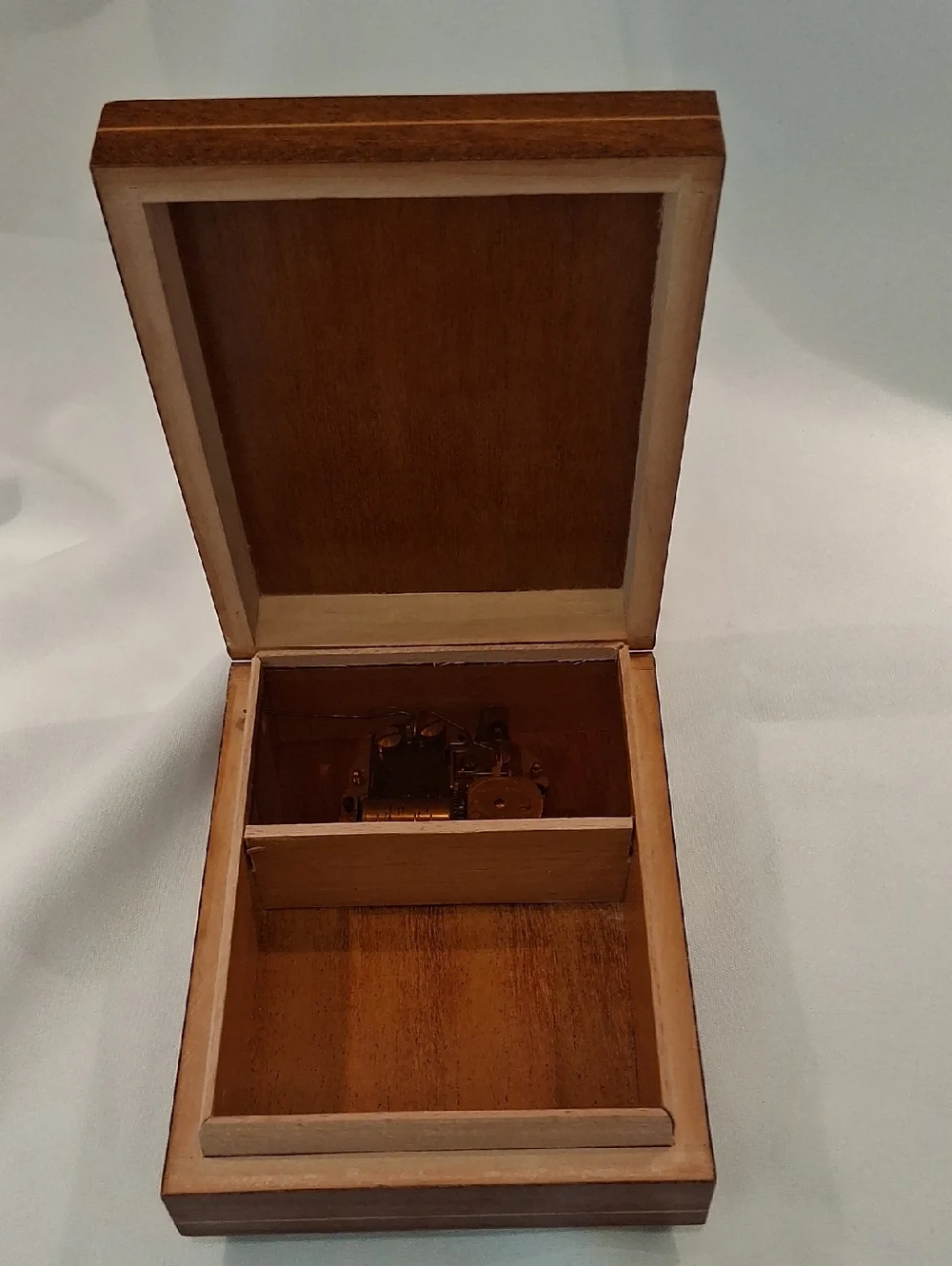 Hummel-Inspired Girl in Tree Music Box Jewelry Box- Brown and Cream